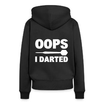 Oops I Darted Dart-Enthusiast - Frauen Premium Bio Hoodie - Schwarz - Hinten - Julia (174cm)