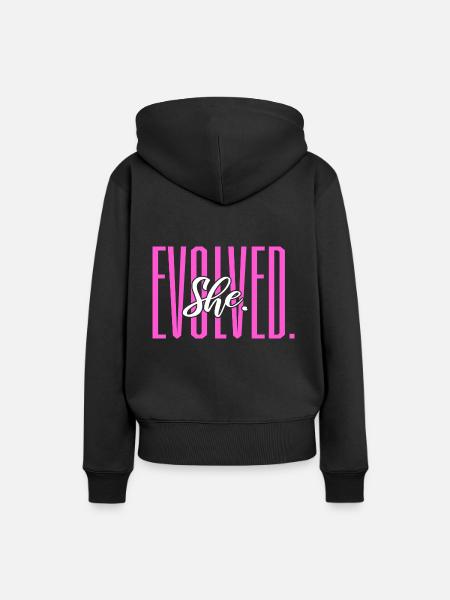 She Evolved Feminist - Frauen Premium Bio Hoodie - Schwarz