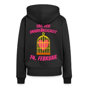 Valentinstag - Tag der Unabhängigkeit für Singles - Frauen Premium Bio Hoodie - Schwarz - Hinten - Julia (174cm)