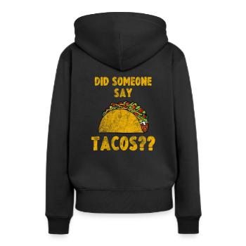 Taco - Frauen Premium Bio Hoodie - Schwarz - Hinten - Julia (174cm)