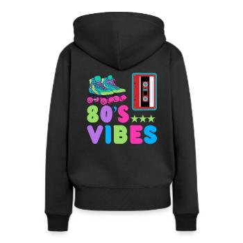 80er Jahre 80s Mottoparty 1980 Disco Geschenk - Frauen Premium Bio Hoodie - Schwarz - Hinten - Julia (174cm)