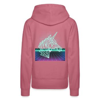 Einhorn 80er Jahre 80s 1980 Retro Disco Geschenk - Frauen Premium Bio Hoodie - Malve - Hinten - Isabella (175cm)