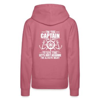 Kapitän Motorboot Steuer Anker Boot Geschenk - Frauen Premium Bio Hoodie - Malve - Hinten - Isabella (175cm)