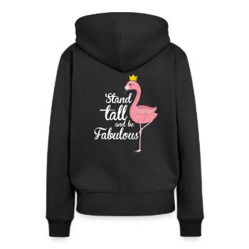 Flamingo - Sweat à capuche Premium bio Femme - noir - Dos - Julia (174cm)