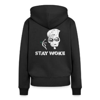 étranger - Sweat à capuche Premium bio Femme - noir - Dos - Julia (174cm)