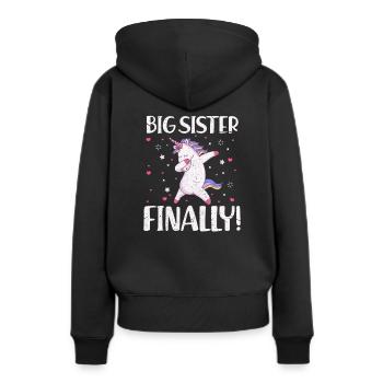 Grosse Schwester - Frauen Premium Bio Hoodie - Schwarz - Hinten - Julia (174cm)