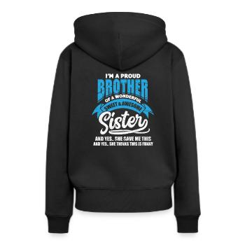 Cadeau de famille frère soeur frères et soeurs - Sweat à capuche Premium bio Femme - noir - Dos - Julia (174cm)
