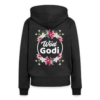 Tolle Godi Wöd Godi Patentante Österreich Sprüche - Frauen Premium Bio Hoodie - Schwarz - Hinten - Julia (174cm)