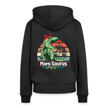 Mami Saurus coole Mama aus Mami Schweiz Mutter - Frauen Premium Bio Hoodie - Schwarz - Hinten - Julia (174cm)