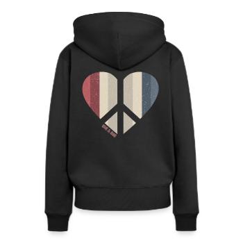 Peace Heart (Love-Two-Edition) - Frauen Premium Bio Hoodie - Schwarz - Hinten - Julia (174cm)
