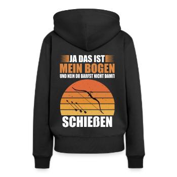 Bogenschütze - Bogensport Sprüche - Frauen Premium Bio Hoodie - Schwarz - Hinten - Julia (174cm)