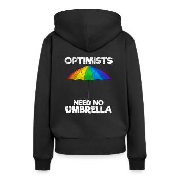 Les optimistes n’ont pas besoin d’un parapluie Optimiste - Sweat à capuche Premium bio Femme - noir - Dos - Julia (174cm)