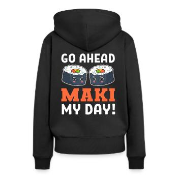 Maki - Pun Gourmet - Sweat à capuche Premium bio Femme - noir - Dos - Julia (174cm)