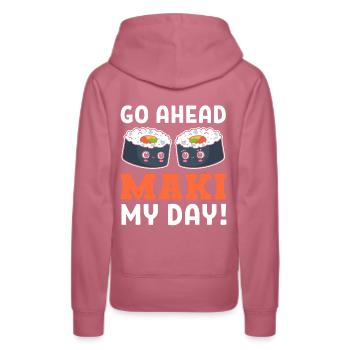 Maki - Pun Gourmet - Sweat à capuche Premium bio Femme - mauve - Dos - Isabella (175cm)
