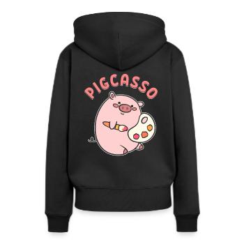 Cochon d’artiste d’artistes visuels - Sweat à capuche Premium bio Femme - noir - Dos - Julia (174cm)