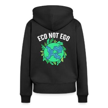 Eco Pas Ego Ecologiste - Sweat à capuche Premium bio Femme - noir - Dos - Julia (174cm)