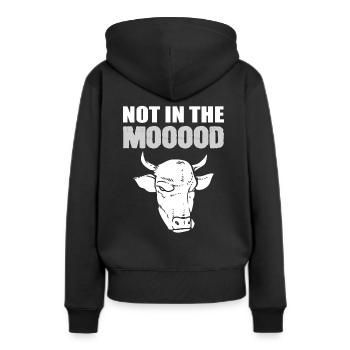 Not In The Mooooood Bauer - Frauen Premium Bio Hoodie - Schwarz - Hinten - Julia (174cm)