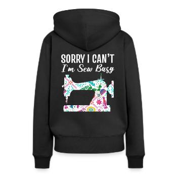 Steppen Nähmaschine Schneider - Frauen Premium Bio Hoodie - Schwarz - Hinten - Julia (174cm)