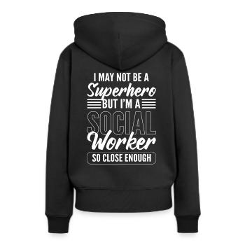 Superhelden-Sozialarbeiter Berater - Frauen Premium Bio Hoodie - Schwarz - Hinten - Julia (174cm)