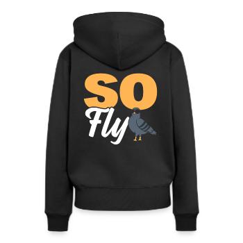 So Fly Ornithologe - Frauen Premium Bio Hoodie - Schwarz - Hinten - Julia (174cm)