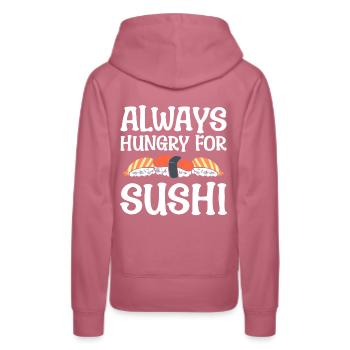 Sushi-Liebhaber Sushi-Enthusiast - Frauen Premium Bio Hoodie - Malve - Hinten - Isabella (175cm)
