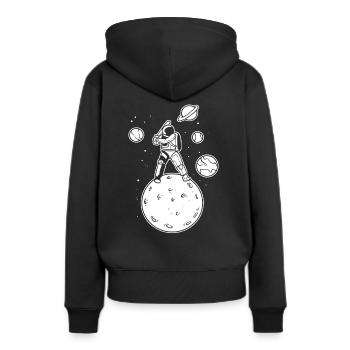 Baseball -Astronaut Baseballspieler - Frauen Premium Bio Hoodie - Schwarz - Hinten - Julia (174cm)