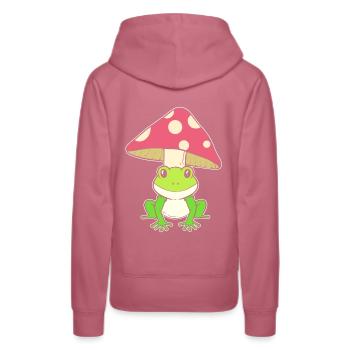 Frosch mit Pilzen Mykologe - Frauen Premium Bio Hoodie - Malve - Hinten - Isabella (175cm)