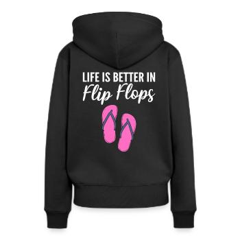Life Is Better In Flip Flops Flip Flops Verkäufer - Frauen Premium Bio Hoodie - Schwarz - Hinten - Julia (174cm)