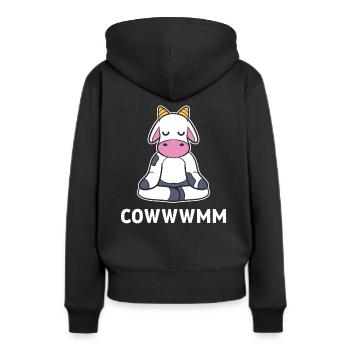 Kuhliebhaber Herder - Frauen Premium Bio Hoodie - Schwarz - Hinten - Julia (174cm)