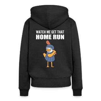 Ente spielt Baseball - Frauen Premium Bio Hoodie - Schwarz - Hinten - Julia (174cm)