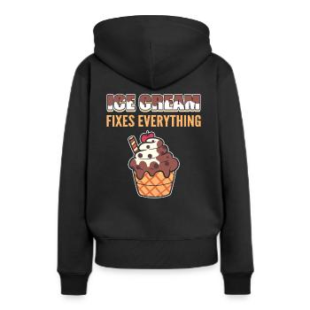 Eisliebhaber - Frauen Premium Bio Hoodie - Schwarz - Hinten - Julia (174cm)