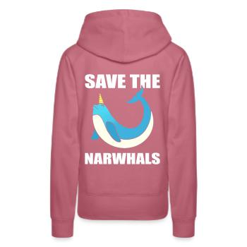 Save The Narwhals Aquaristin - Frauen Premium Bio Hoodie - Malve - Hinten - Isabella (175cm)