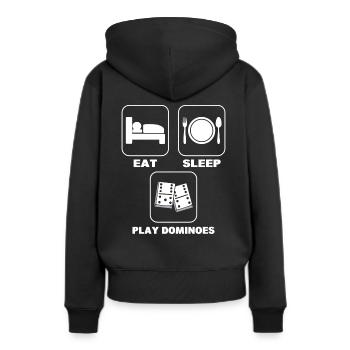 Eat Sleep Play Dominoes Dominoe -Spieler - Frauen Premium Bio Hoodie - Schwarz - Hinten - Julia (174cm)