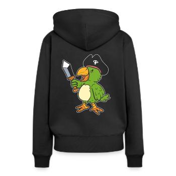 Papageipirat Ornithologe - Frauen Premium Bio Hoodie - Schwarz - Hinten - Julia (174cm)