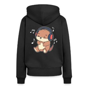 Musikliebhaber Otter Komponist - Frauen Premium Bio Hoodie - Schwarz - Hinten - Julia (174cm)