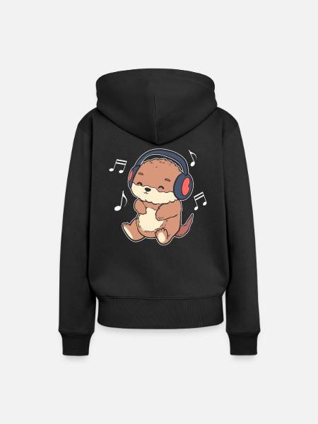 Musikliebhaber Otter Komponist - Frauen Premium Bio Hoodie - Schwarz