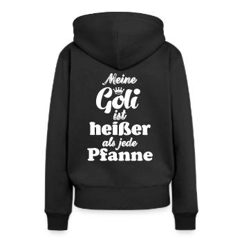 Goli ist heißer als jede Pfanne - Frauen Premium Bio Hoodie - Schwarz - Hinten - Julia (174cm)
