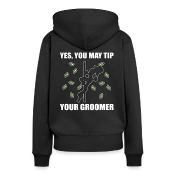 Yes, You May Tip Your Groomer Hundefrisör - Frauen Premium Bio Hoodie - Schwarz - Hinten - Julia (174cm)