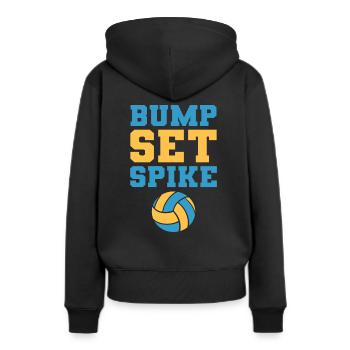 Bump Set Spike Volleyballspieler - Frauen Premium Bio Hoodie - Schwarz - Hinten - Julia (174cm)