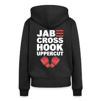 Jab Cross Hook Uppercut Professioneller Kickboxer - Frauen Premium Bio Hoodie - Schwarz - Hinten - Julia (174cm)