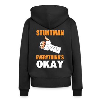 Lustiger Stuntman - Frauen Premium Bio Hoodie - Schwarz - Hinten - Julia (174cm)