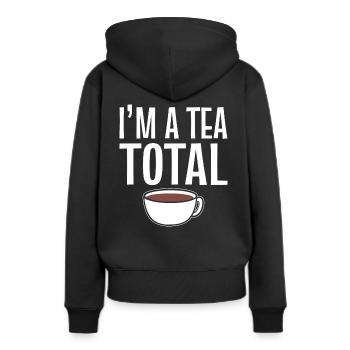 Teeliebhaber Teebrauer - Frauen Premium Bio Hoodie - Schwarz - Hinten - Julia (174cm)