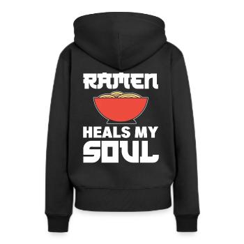 Ramen-Liebhaber Food-Vlogger - Frauen Premium Bio Hoodie - Schwarz - Hinten - Julia (174cm)