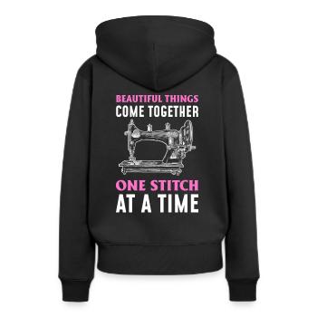 Nähmaschinenliebhaber Schneider - Frauen Premium Bio Hoodie - Schwarz - Hinten - Julia (174cm)