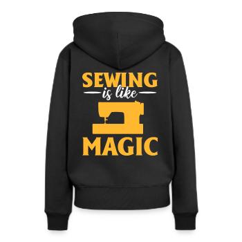 Nähmaschinenliebhaber Schneider - Frauen Premium Bio Hoodie - Schwarz - Hinten - Julia (174cm)