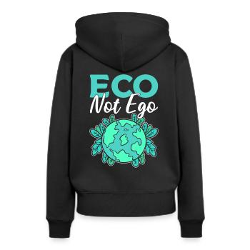 Eco Not Ego Förster - Frauen Premium Bio Hoodie - Schwarz - Hinten - Julia (174cm)