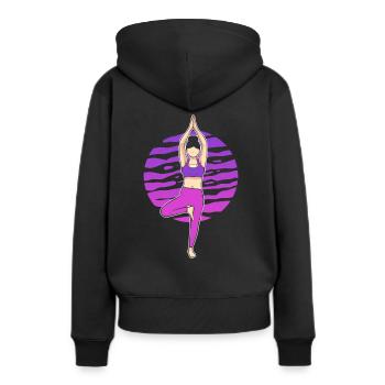 Yoga-Pose Yogalehrer - Frauen Premium Bio Hoodie - Schwarz - Hinten - Julia (174cm)