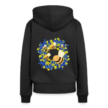 Sommer Bienen Biene Blumen Blüten Insekt - Frauen Premium Bio Hoodie - Schwarz - Hinten - Julia (174cm)