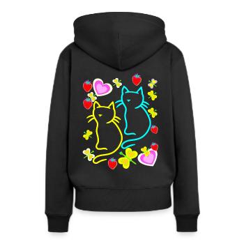 Sommer Katzen Katze Sommerzeit - Frauen Premium Bio Hoodie - Schwarz - Hinten - Julia (174cm)