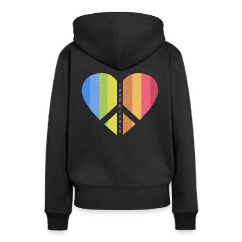 Peace Heart (Love-One-Edition) - Frauen Premium Bio Hoodie - Schwarz - Hinten - Julia (174cm)